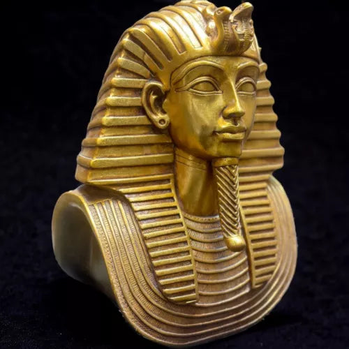 Gold-Leafed Tutankhamun Head Statue - Handcrafted Egyptian Sculpture