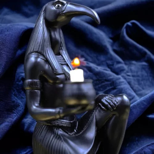 Ancient Egyptian Thoth Ibis Statue Candle Holder - Wisdom God Artifact