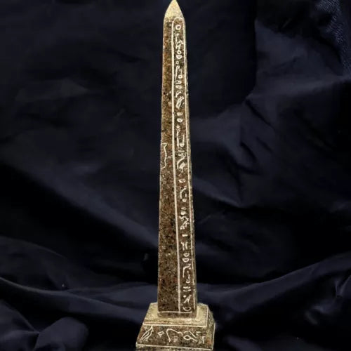 Handcrafted Sun God Ra Obelisk - Authentic Egyptian Granite Statue