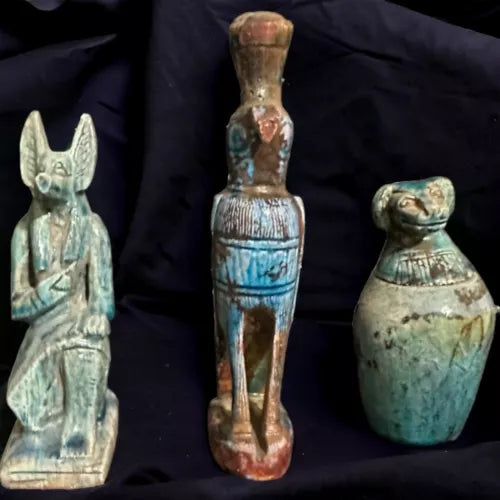 Exquisite Egyptian Stone Art: Anubis, Horus, and Sons of Horus Statues