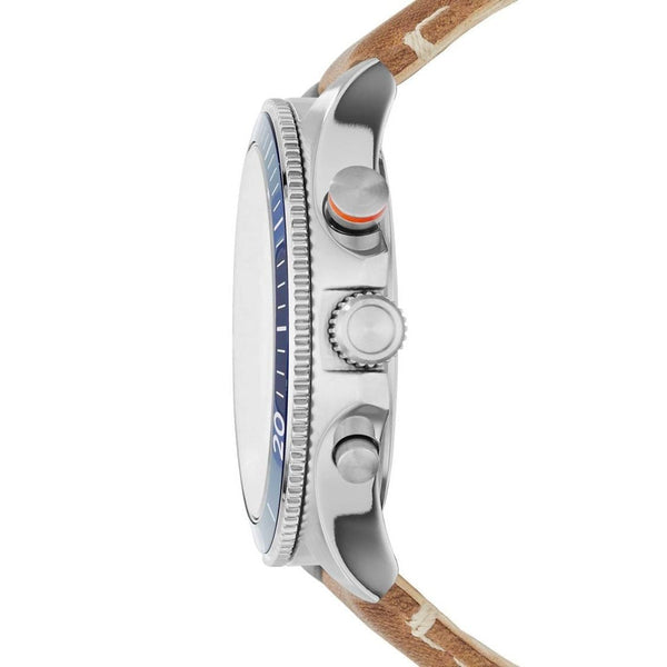 Fossil Wakefield CH2951 Watch - White Dial and Brown Leather Strap
