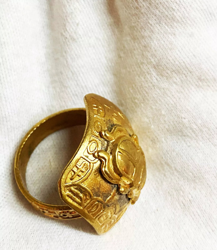 18K Gold-Plated Vintage Egyptian Scarab Ring