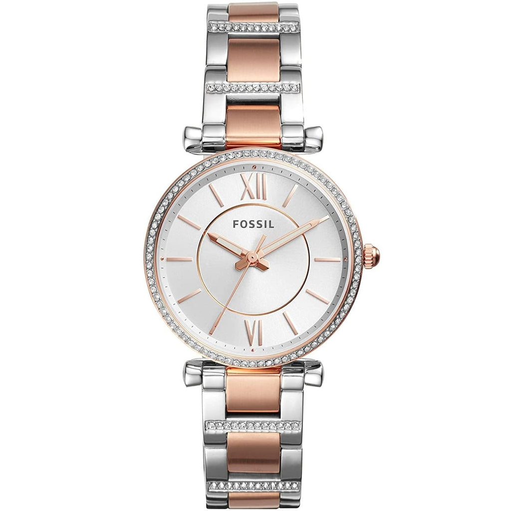 Fossil Women's Watch ES4342 - Silver Face with Rose Gold Accented Band