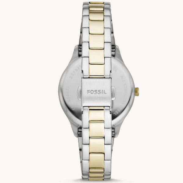 Fossil Lady Forrester ES4869 Watch - White Face and Gold/Silver Strap