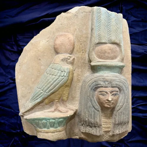 Ancient Egyptian Pharaonic Wonders: Hathor and Horus Stone Figurine