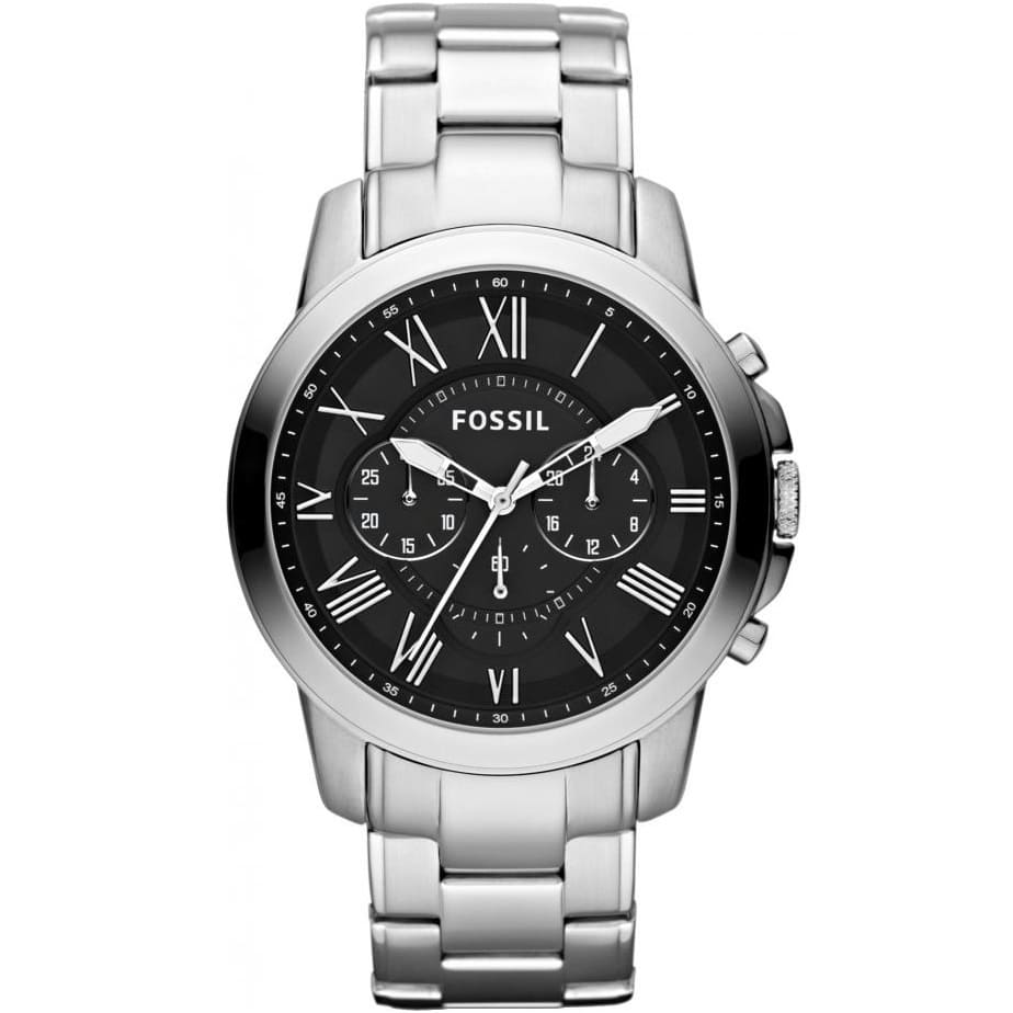 Fossil Grant FS4532 Men's Watch - Black Face and Silver Metal Bracelet