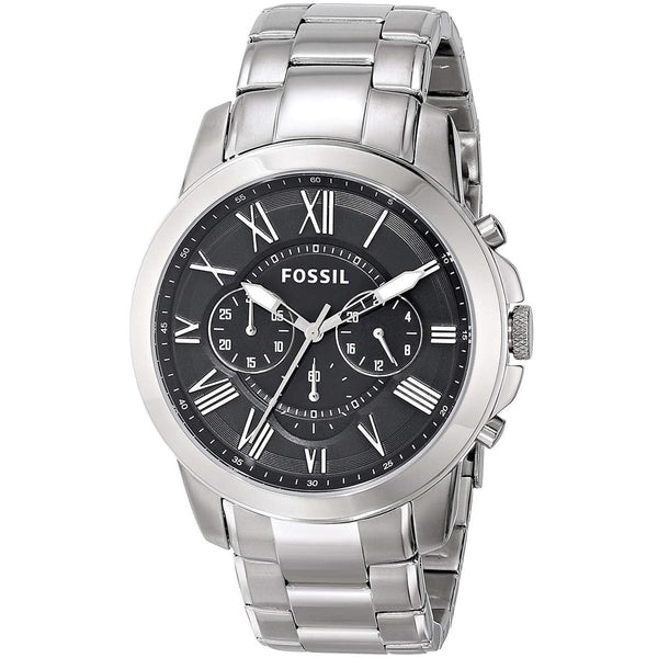 Fossil Grant Men's Watch FS4736 - Black Face and Silver Metal Bracelet