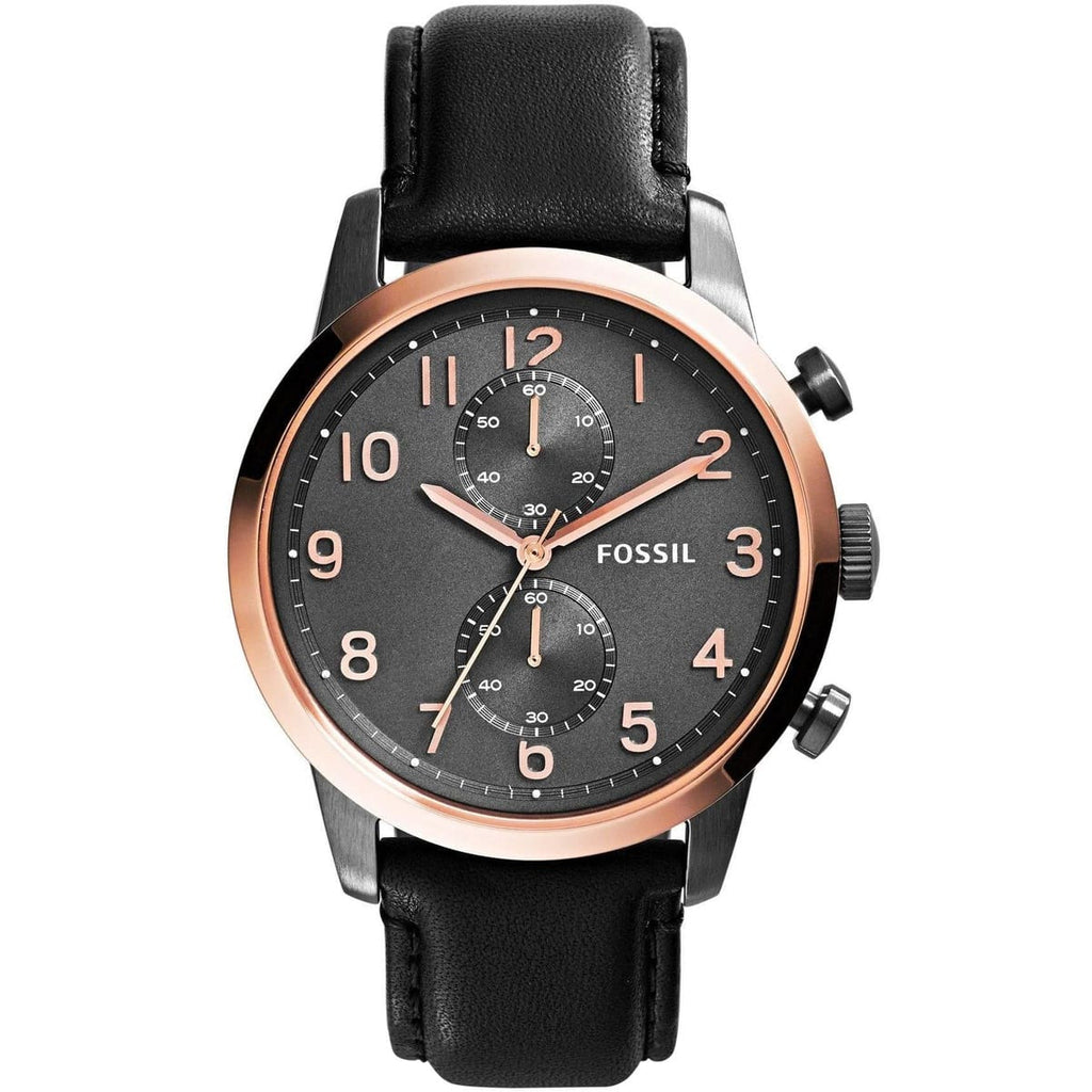 Fossil Townsman Watch FS4935 - Black Dial and Genuine Leather Strap