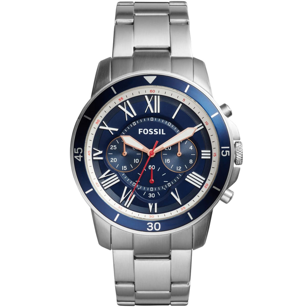 Fossil Grant Men's Watch FS5238 - Blue Face and Silver Bracelet