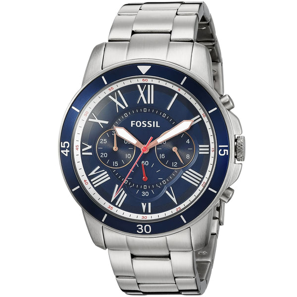 Fossil Grant Men's Watch FS5238 - Blue Face and Silver Bracelet