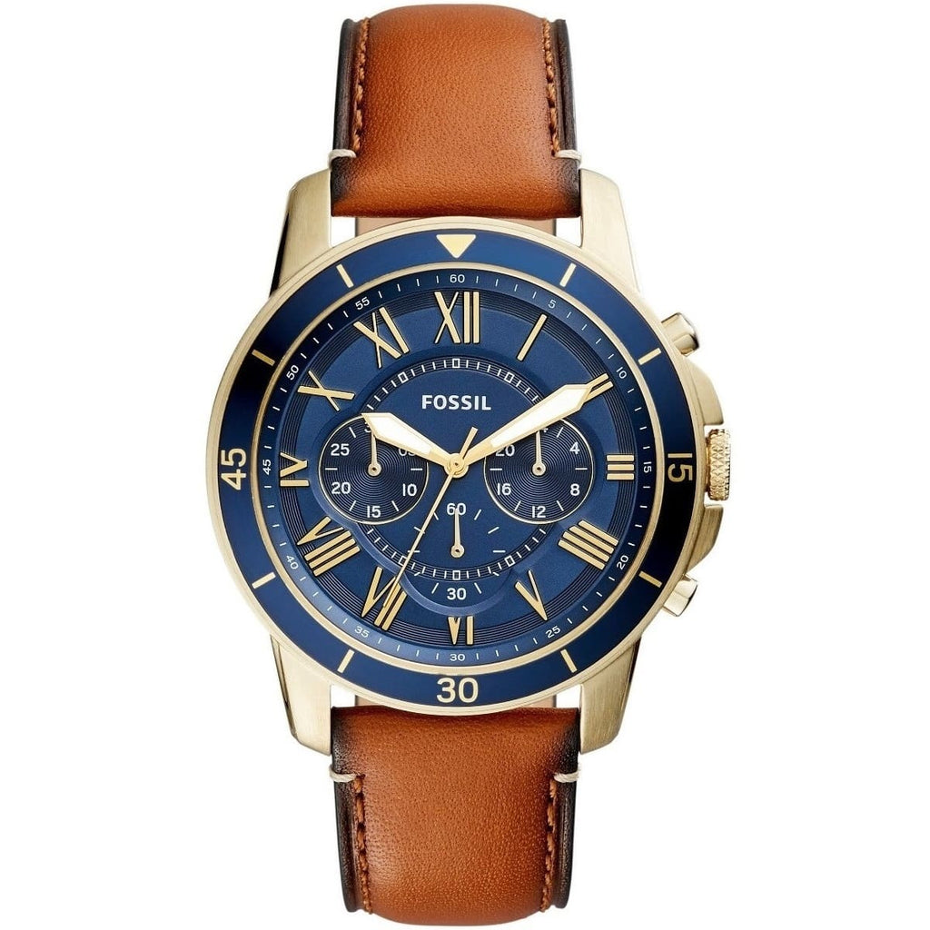 Fossil Men's FS5268 Sports Watch - Navy Blue Dial with Leather Strap