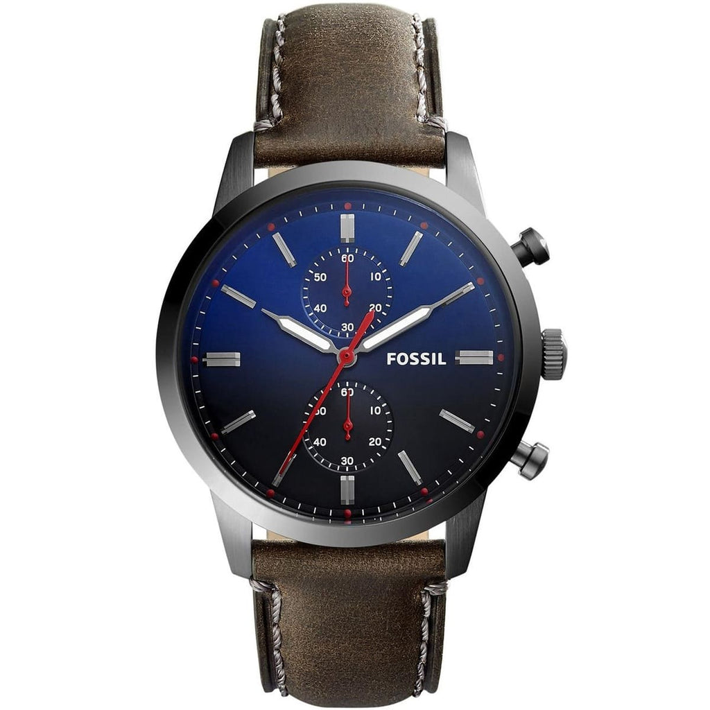 Fossil Townsman Men's Watch FS5378 – Blue Dial and Brown Leather Strap
