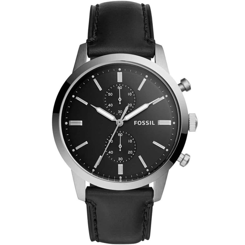 Fossil Townsman FS5396 Men's Watch - Matte Black Dial and Leather Band