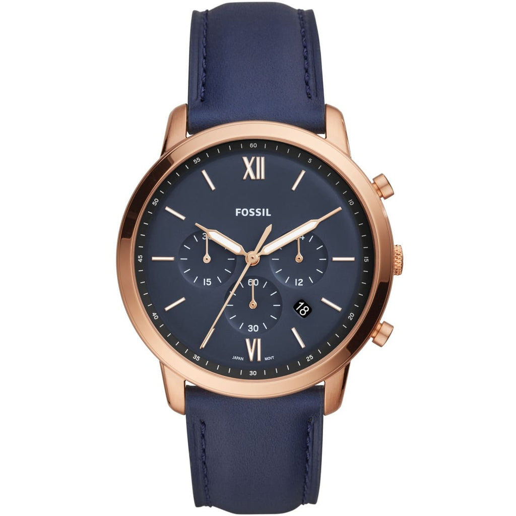 Fossil Neutra FS5454 Watch - Navy Blue Dial and Matching Leather Strap