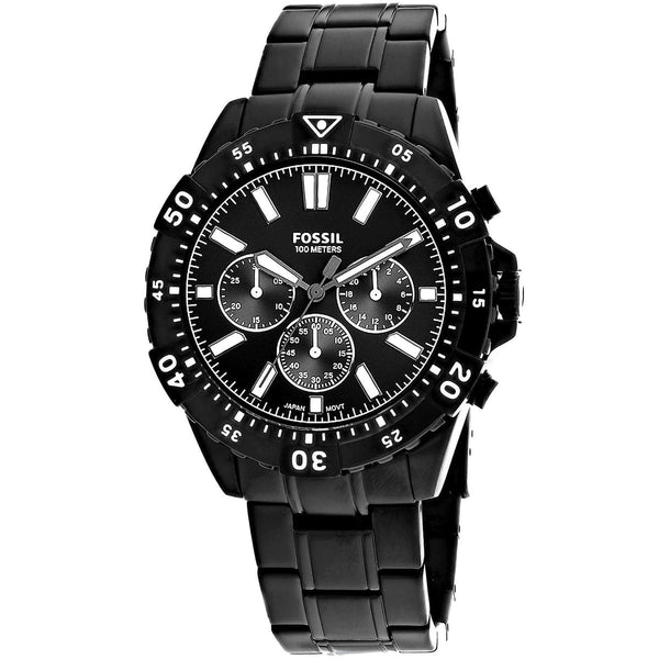Fossil Garrett FS5773 Men's Watch - Black Dial and Black Metal Strap