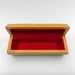 Open view of the wood and mother-of-pearl inlaid Egyptian jewelry box interior