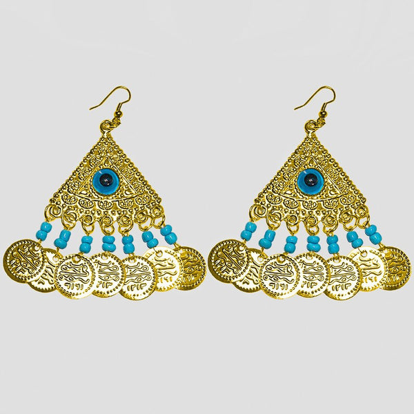 Egyptian Evil Eye Pyramid Earrings - Handmade Goddess Amulet Dangles
