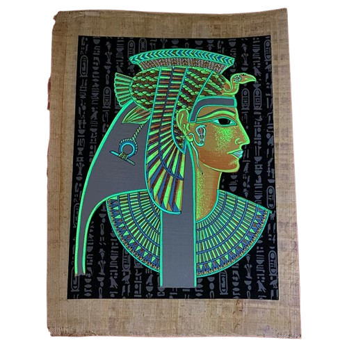 Cleopatra Egyptian Papyrus Painting - Queen of Nile Wall Decor