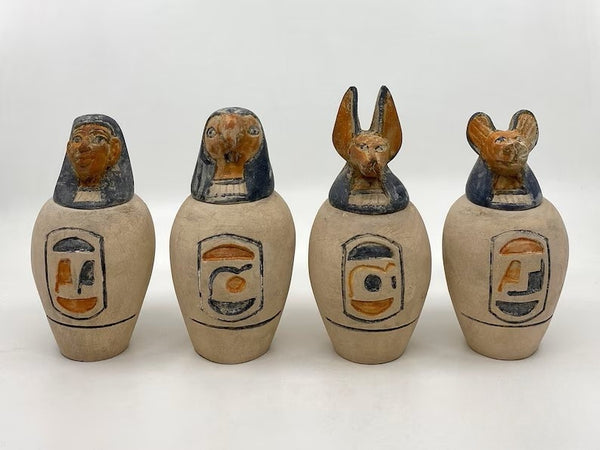 The Light of Ra Sacred Canopic Jars – Handmade Pure Limestone