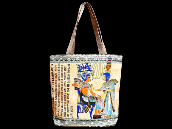 Handmade Egyptian Leather Tote Bag – King Tutankhamun's Throne Design