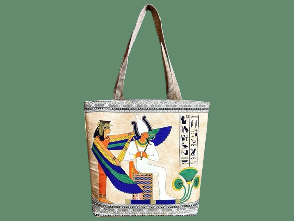 Handmade Egyptian Leather Tote Bag - Isis and Osiris Sacred Design