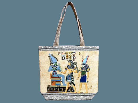Handmade Egyptian Tote Bag – Tutankhamun, Horus and Osiris Design