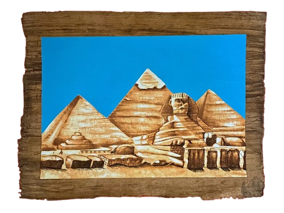 Egyptian Papyrus Painting - Giza Pyramid Complex and Necropolis Art