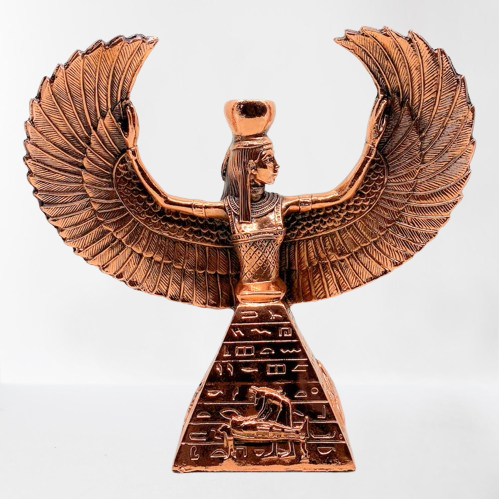 Egyptian Isis Statue - Handmade Goddess and Pyramid with Candle Holder