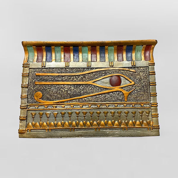 Handmade Egyptian Winged Sun of Thebes Tissue Box with Eye of Horus