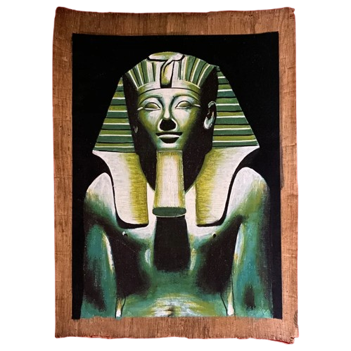 Rare Handmade Egyptian Papyrus Painting of King Tutankhamun