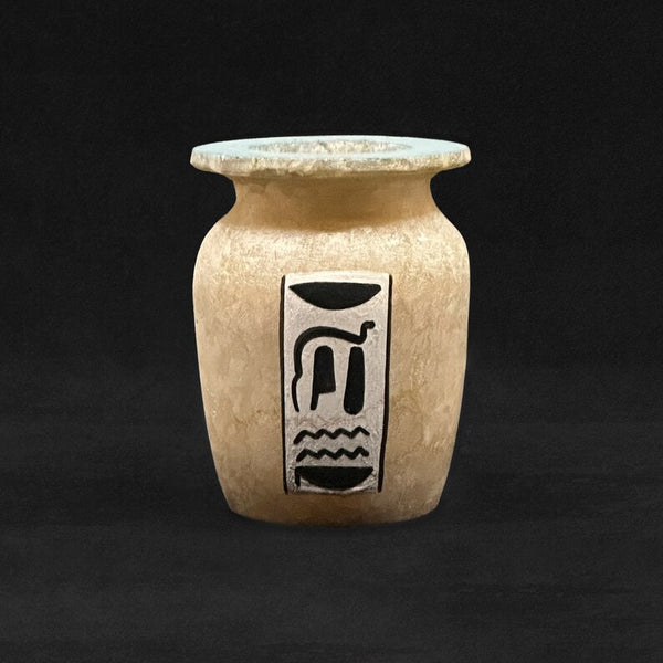 Handmade Glowing Alabaster Vase – Egyptian Scarab Vase for Healing