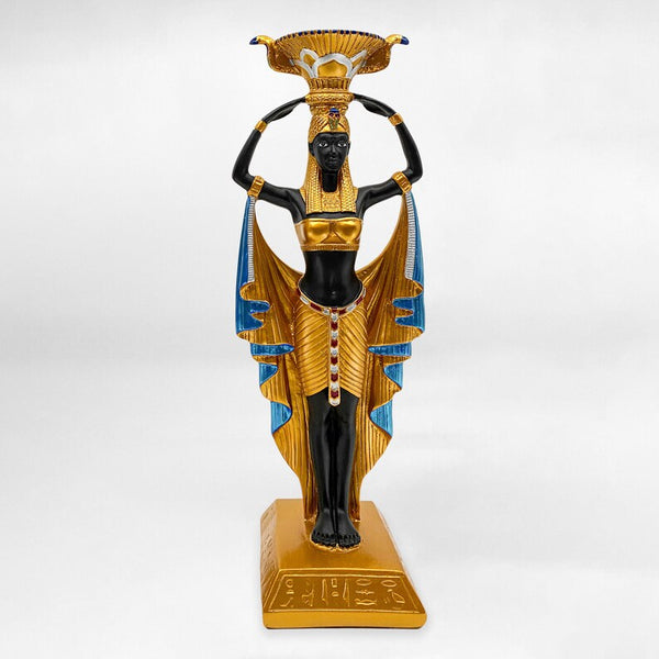 Queen Cleopatra Statue with Candle Holder - Handcrafted in Egypt