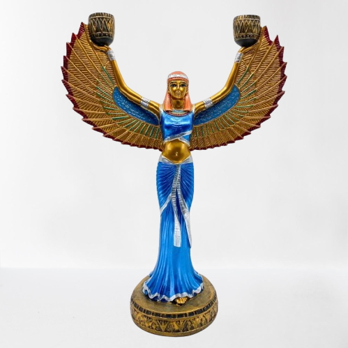 Handmade Egyptian Isis Statue with Candle Holder – Goddess of Magic