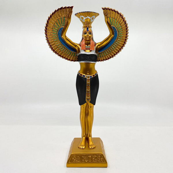 Handmade Egyptian Goddess Isis Statue with Candle Holder