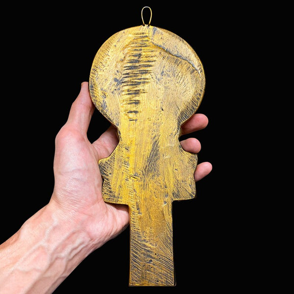 Sacred Hathor Sistrum Wall Art - Handmade Egyptian Musical Sculpture