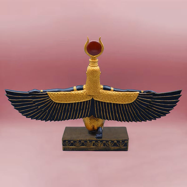 Rare Twin Flame Bringer Goddess Hathor Winged Statue