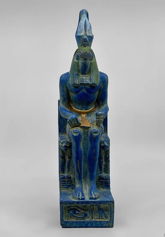 Powerful Horus Statue for Protection – Rare Vintage Egyptian God Seated on Royal Throne