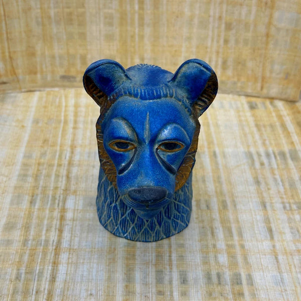 Handmade Blue Stone Sekhmet Bust - Goddess of Power and Protection