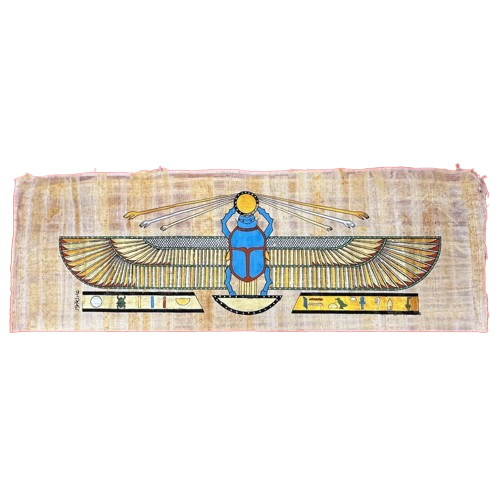 Authentic Egyptian Scarab Papyrus Painting - Sacred Ancient Egypt Art