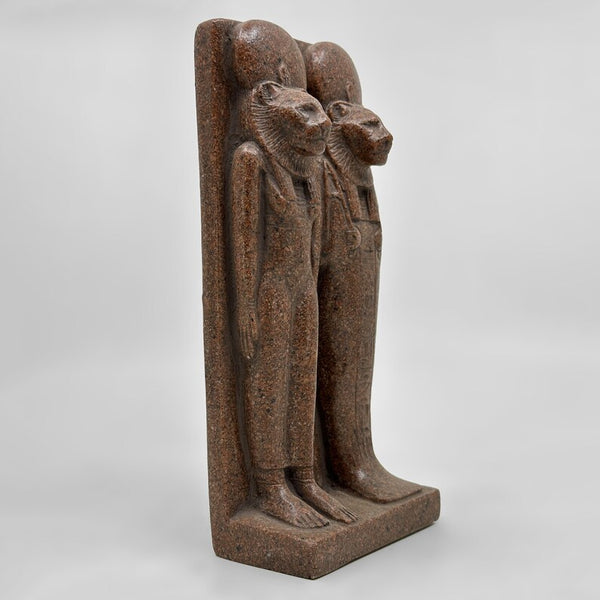 Handcrafted Egyptian Lioness Goddesses Sekhmet and Menhit Sculpture