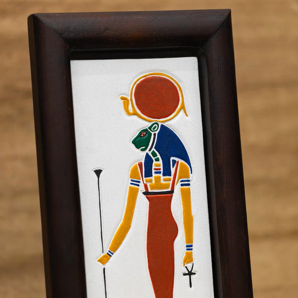 Handmade Sekhmet Wall Art – Sacred Hand-Painted Wall Sculpture
