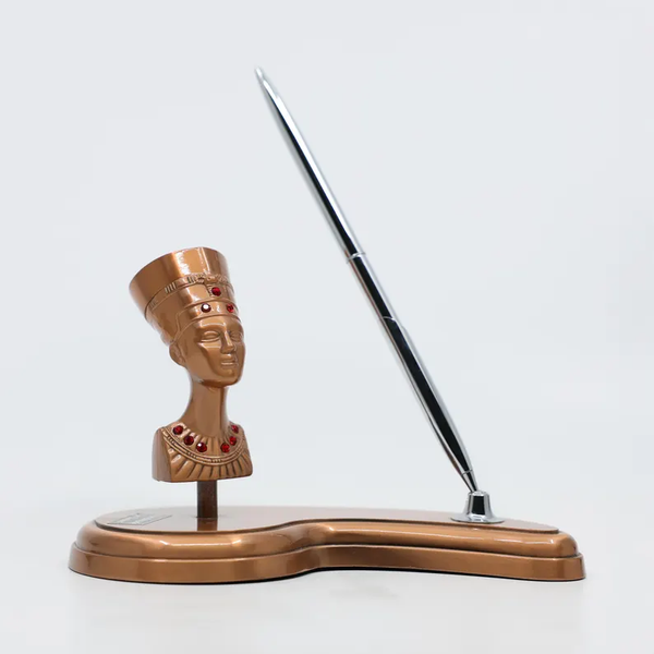 Royal Nefertiti Pen Holder - Handcrafted Queen Statue Desk Organizer