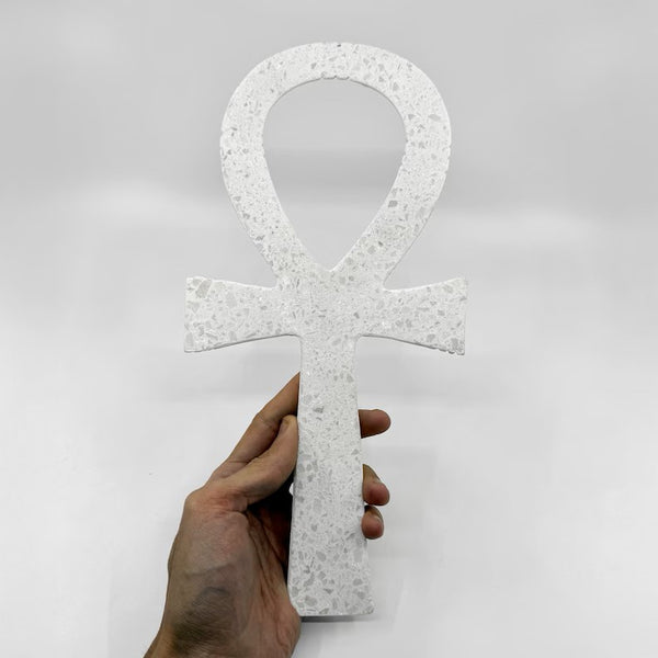 Egyptian Ankh Cross - White Ceremonial Symbol for Spiritual Protection