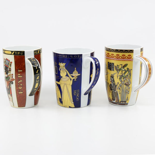 Handmade Egyptian Mug Set - 3 Pharaoh-Inspired Coffee and Tea Cups