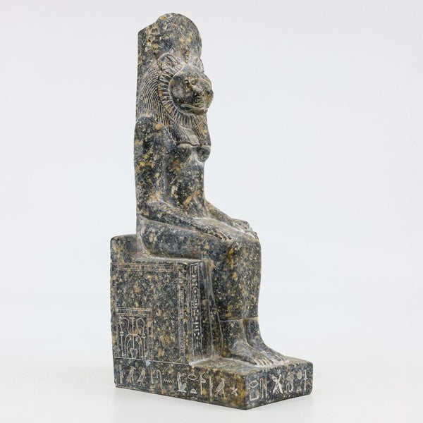 Handcarved Sekhmet Statue - Egyptian-Nubian Lioness Goddess in Granite