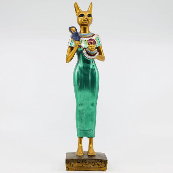 Authentic Bastet Statue - Egyptian Cat Goddess Holding Sistrum