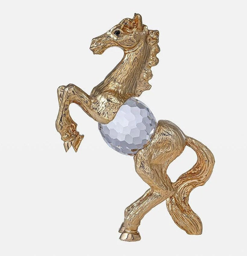 Elegant Crystal Horse, Clear, 24k Gold Plated