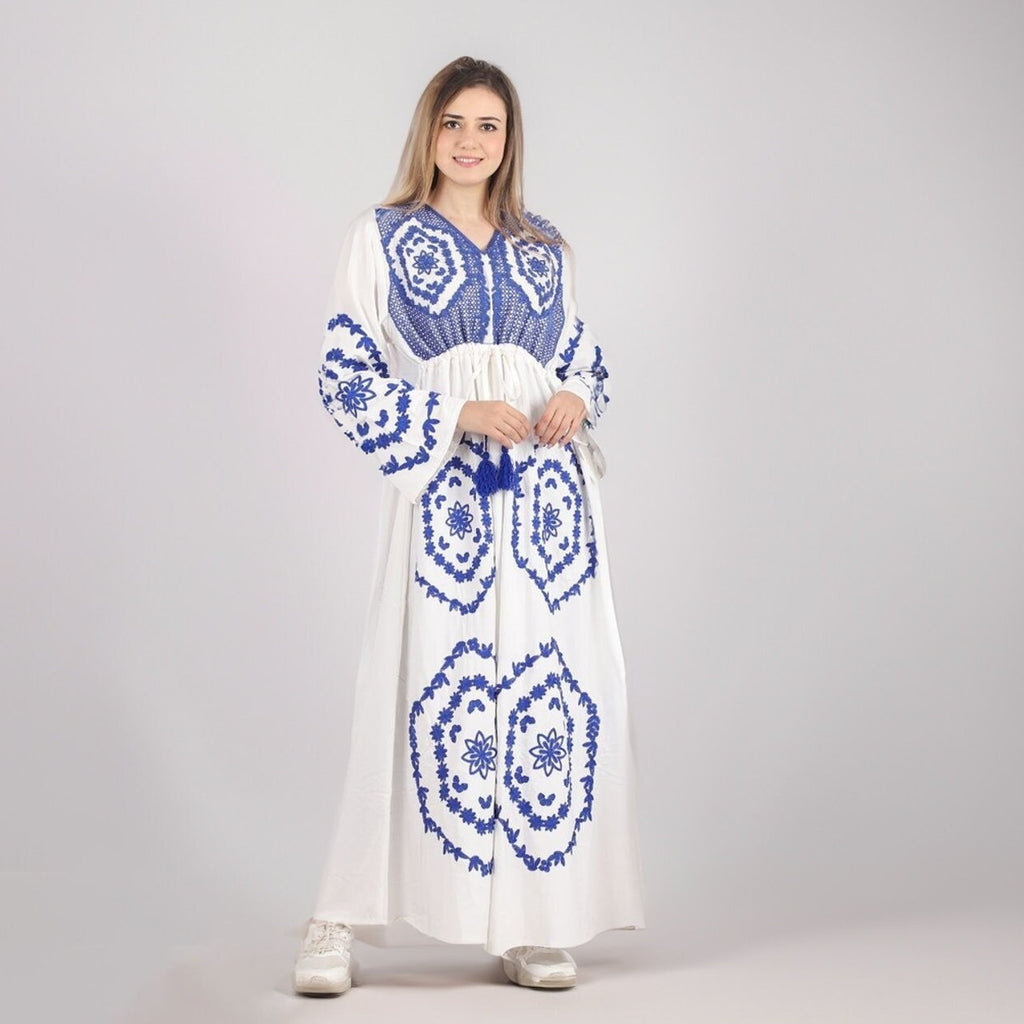 Elegant White embroidered kaftan dress