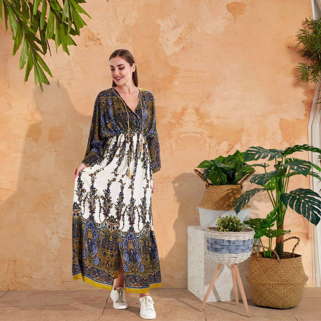 Stunning Multicolor Cotton Dress with a Bohemian Flair, Loose fit caftan, caftans for women, Egyptian cotton Caftan