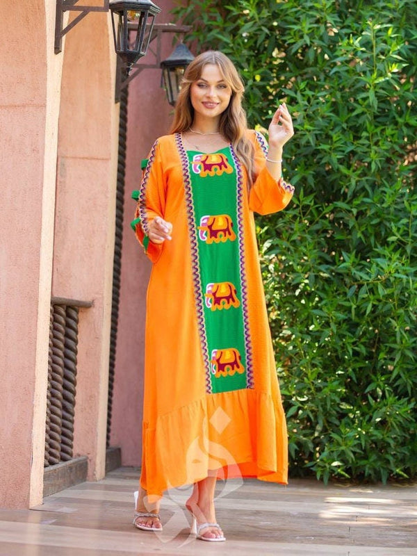 Stunning Egyptian Embroidered cotton Caftan, Egyptian Caftan, exotic caftan, comfort wear, home gathering, extremely soft